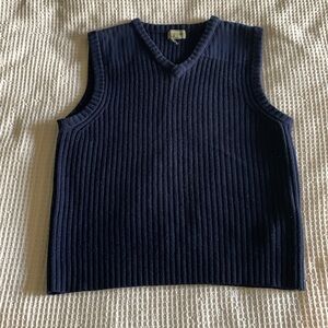 100% Merino Wool Sweater Vest V-neck L.L. Bean Navy Blue